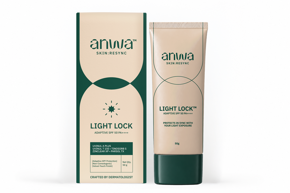 ANWA LIGHT LOCK Adaptive SPF 50 50 g product packaging and container